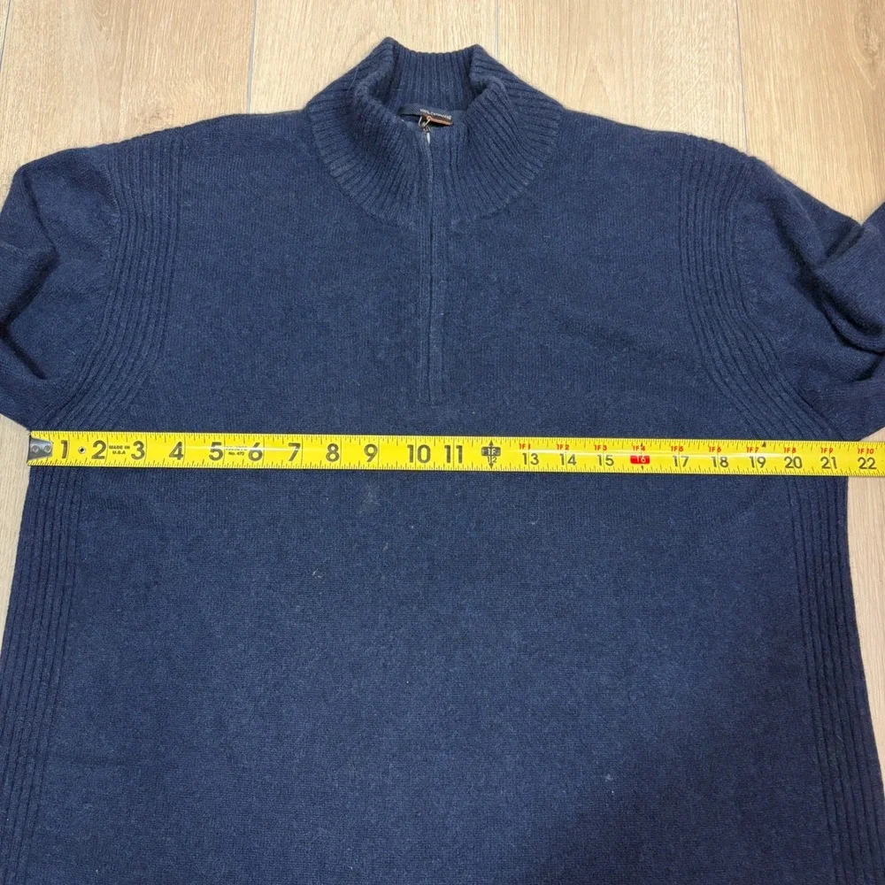 Allen Solly Mens Navy Blue 100% Cashmere Quarter Zip Mock Neck Sweater Large